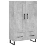 vidaXL Buffet haut gris béton 69 5x31x115 cm bois d'ingénierie