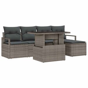 vidaXL Ensemble de canapé de jardin 6 Pièces Gris Poly rotin
