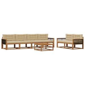 vidaXL Ensemble de canapés d'extérieur 7 Pièces Naturel et Beige