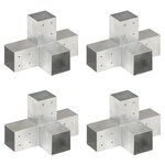 vidaXL Connecteurs de poteau 4 Pièces Forme en X Métal galvanisé 81x81 mm