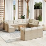 vidaXL Salon de jardin avec coussins 14 Pièces beige résine tressée