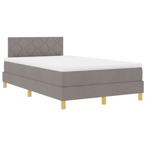 vidaXL Lit Box Spring avec Matelas & LED Taupe 120x200 cm Tissu