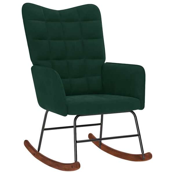 vidaXL Chaise à bascule Vert foncé Velours