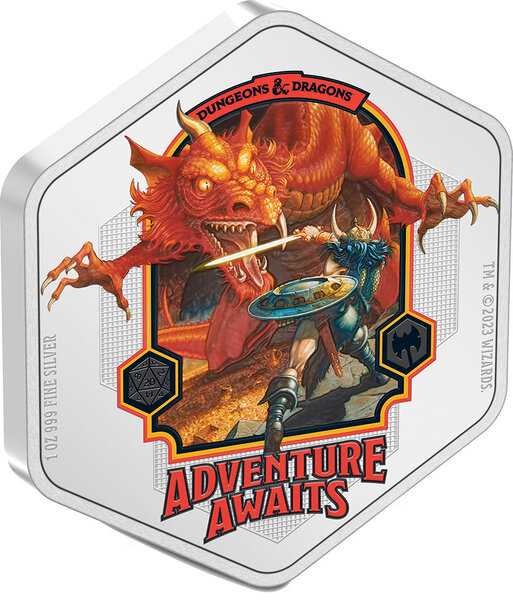 Monnaie en argent 2 dollars g 31.1 (1 oz) millésime 2023 dungeons and dragons 1