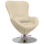 vidaXL Fauteuil œuf Crème tissu