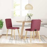 vidaXL Chaises à manger lot de 2 rouge bordeaux tissu