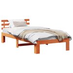 vidaXL Cadre de lit avec tête de lit Brun cire 90 x 200 cm Pin massif