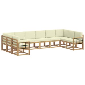 vidaXL Ensemble de canapés d'extérieur 10 Pièces Blanc et crème