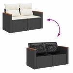 vidaXL Ensemble de canapé de jardin avec coussin 9 Pièces Noir Poly rotin
