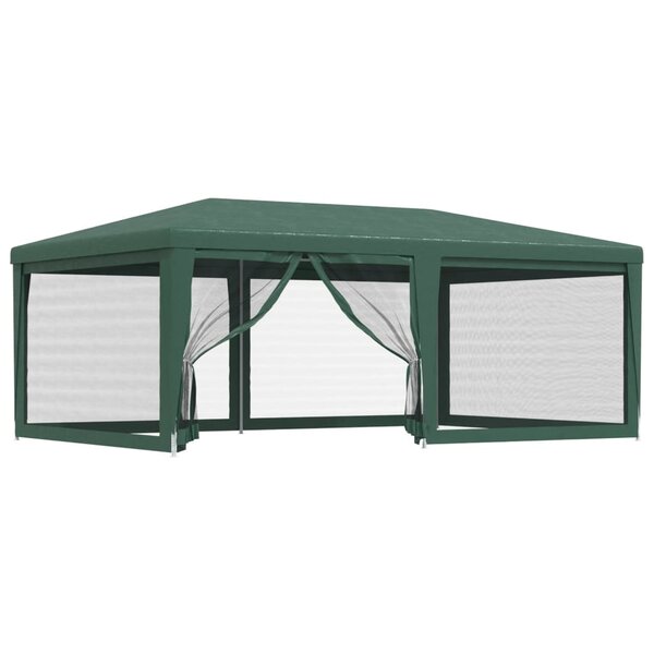vidaXL Tente de fête avec 6 parois latérales en maille Vert 6x4 m PEHD