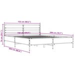 vidaXL Cadre de lit chêne fumé 150x200 cm bois d'ingénierie et métal