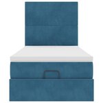 vidaXL Cadre de lit ottoman avec matelas bleu foncé 100x200 cm velours