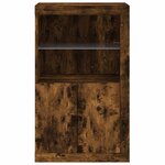 vidaXL Armoire latérale avec lumières LED chêne fumé bois d'ingénierie