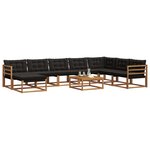 vidaXL Ensemble de canapés d'extérieur 9 Pièces Naturel et Noir