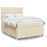 vidaXL Sommier à lattes de lit avec matelas Crème 140x190 cm Tissu