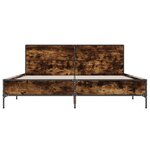 vidaXL Cadre de lit chêne fumé 140x190 cm bois d'ingénierie et métal