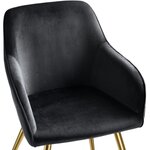 Lot de 4 chaises pieds doré siège de salon cuisine salle à manger design élégant velours noir 08_0000114