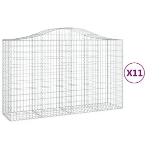 vidaXL Paniers à gabions arqués 11 Pièces 200x50x120/140 cm Fer galvanisé