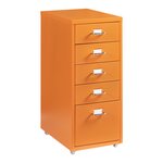 Caisson de bureau armoire meuble de rangement à roulettes avec 5 tiroirs 69 x 28 x 41 cm orange 03_0009103