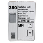 250 pochettes - c4 - 229x324mm - papier kraft brun - 90g - auto-adhésives - gpv