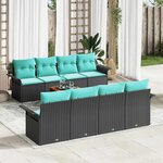 vidaXL Ensemble de canapé de jardin 9 Pièces Noir Poly rotin