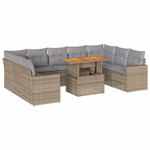 vidaXL Salon de jardin avec coussins 10 Pièces beige résine tressée