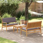 vidaXL Ensemble de canapé de jardin 3 Pièces Marron Bois d'acacia massif