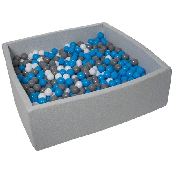 Piscine à balles pour enfant  120x120 cm  Aire de jeu + 900 balles blanc  bleu  gris