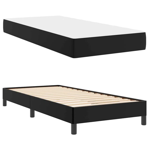 vidaXL Cadre de lit avec matelas Noir 90 x 200 cm tissu