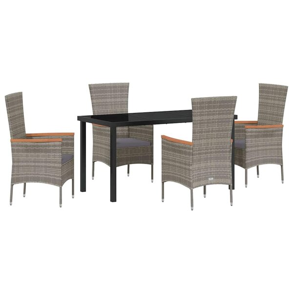 vidaXL Ensemble de salle à manger pour jardin 5 Pièces Gris Poly rotin