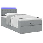 vidaXL Lit ottoman avec matelas et LED Gris clair 80x200cm tissu