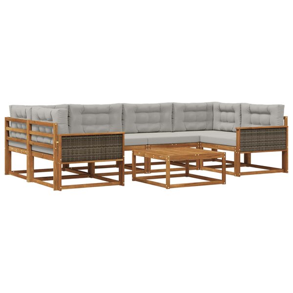 vidaXL Ensemble de canapés d'extérieur 7 Pièces Naturel et Gris clair