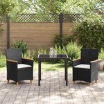 vidaXL Ensemble de salle à manger pour jardin 3 Pièces Noir polyrotin