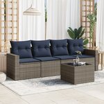 vidaXL Salon de jardin 5 Pièces avec coussins gris résine tressée