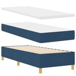 vidaXL Lit à ressort LED avec matelas Bleu 80 x 200 cm tissu