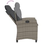 vidaXL Chaises inclinables de jardin lot de 2 et coussins gris rotin