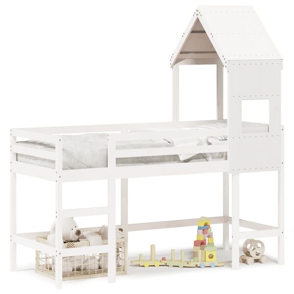vidaXL Lit superposé avec échelle et toit sans matelas blanc 90x190 cm