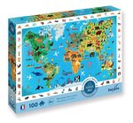 Puzzle 100p Planisphere des animaux - Cherche et trouve