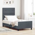 vidaXL Cadre de lit avec tête de lit Gris foncé 100 x 200 cm Velours