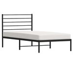 vidaXL Cadre de lit métal sans matelas avec tête de lit noir 90x200 cm
