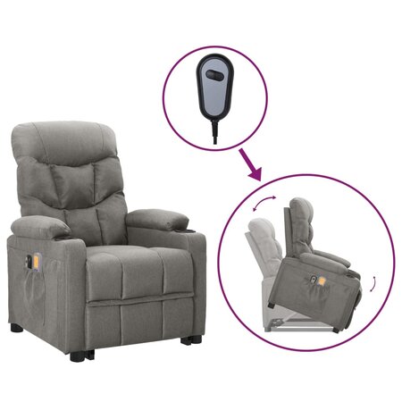 vidaXL Fauteuil de massage inclinable Gris clair Tissu