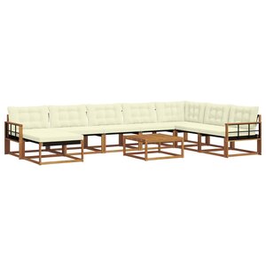 vidaXL Ensemble de canapés d'extérieur 9 Pièces Naturel et Crème