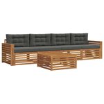 vidaXL Ensemble de canapés d'extérieur 5 Pièces Naturel et Anthracite