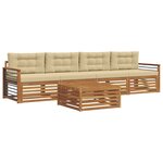 vidaXL Ensemble de canapés d'extérieur 5 pc Naturel et Beige