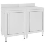 vidaXL Table de travail commerciale avec armoire 120x60x96 cm Inox