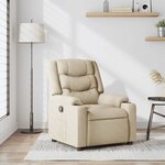 vidaXL Fauteuil inclinable Crème Tissu