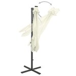 vidaXL Parasol de jardin en porte-à-faux et mât et lumières LED sable