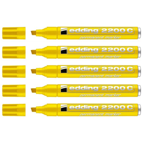 Marqueur Permanent 2200 C Corps Alu Jaune Pointe Biseautée 1-5 mm x 5 EDDING