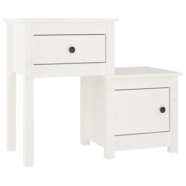 vidaXL Table de chevet Blanc 79 5x38x65 5 cm Bois de pin massif