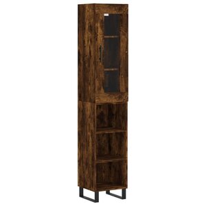 vidaXL Buffet haut Chêne fumé 34 5x34x180 cm Bois d'ingénierie